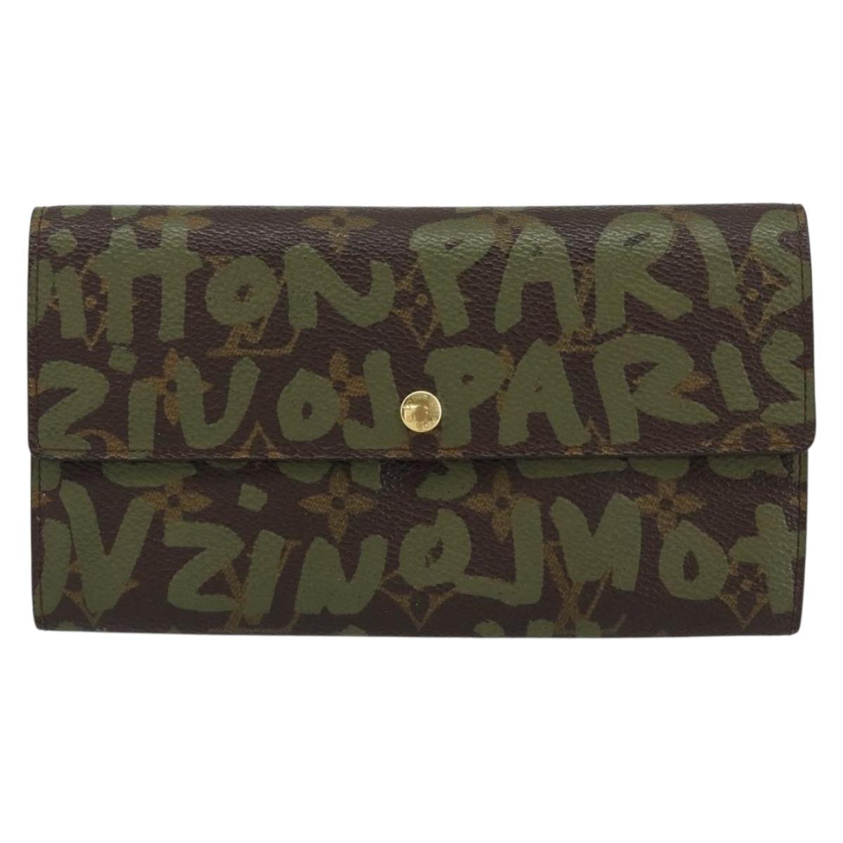 LOUIS VUITTON Graffiti Porte Monnaie Credit Wallet Khaki M92188 Auth 154174V