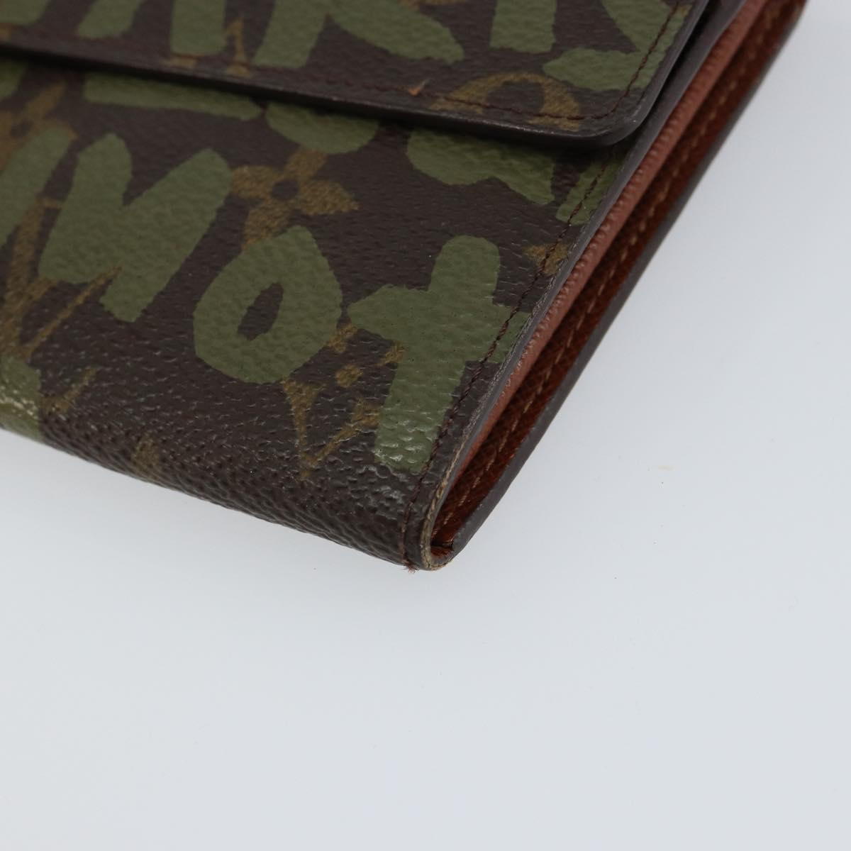 LOUIS VUITTON Graffiti Porte Monnaie Credit Wallet Khaki M92188 Auth 154174V