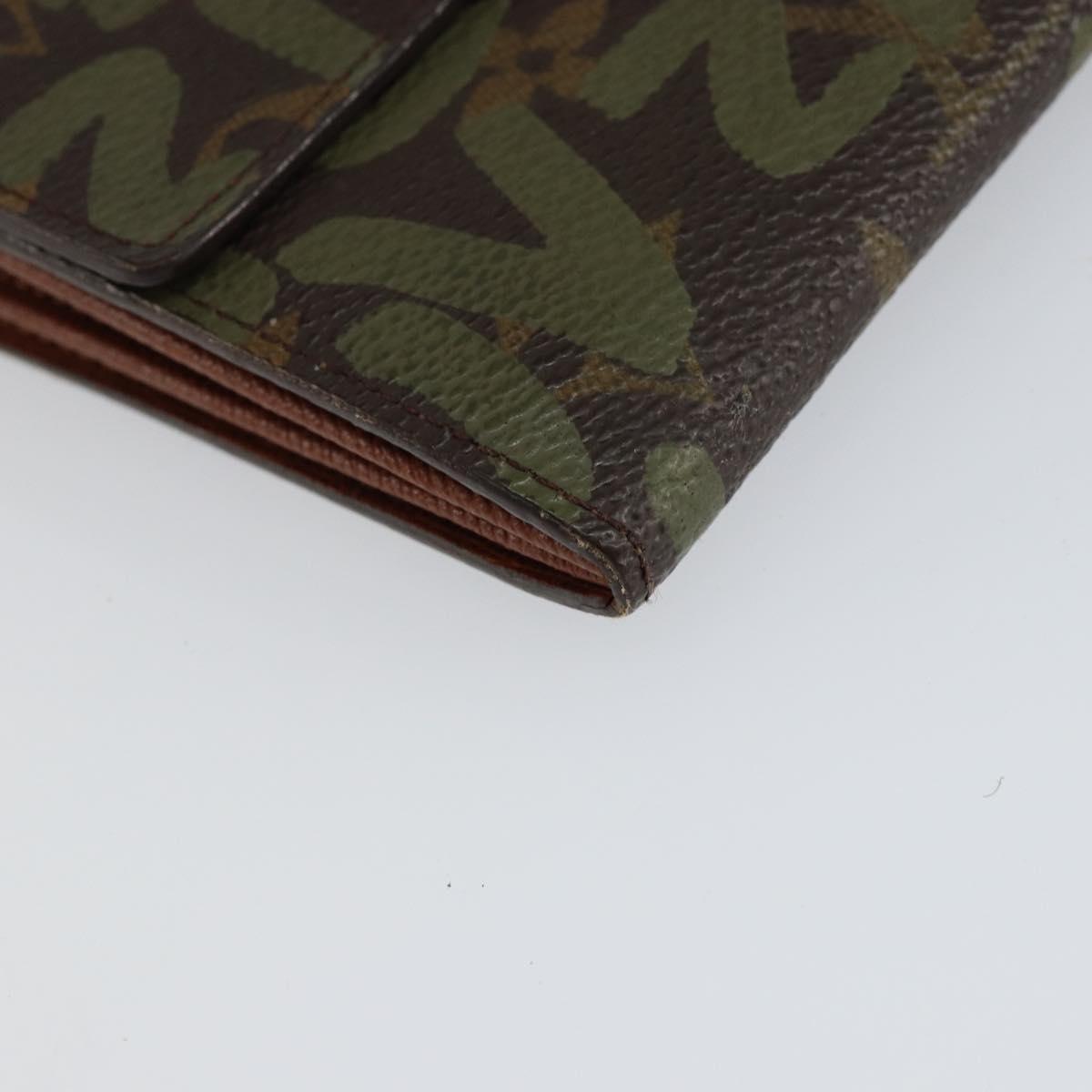 LOUIS VUITTON Graffiti Porte Monnaie Credit Wallet Khaki M92188 Auth 154174V