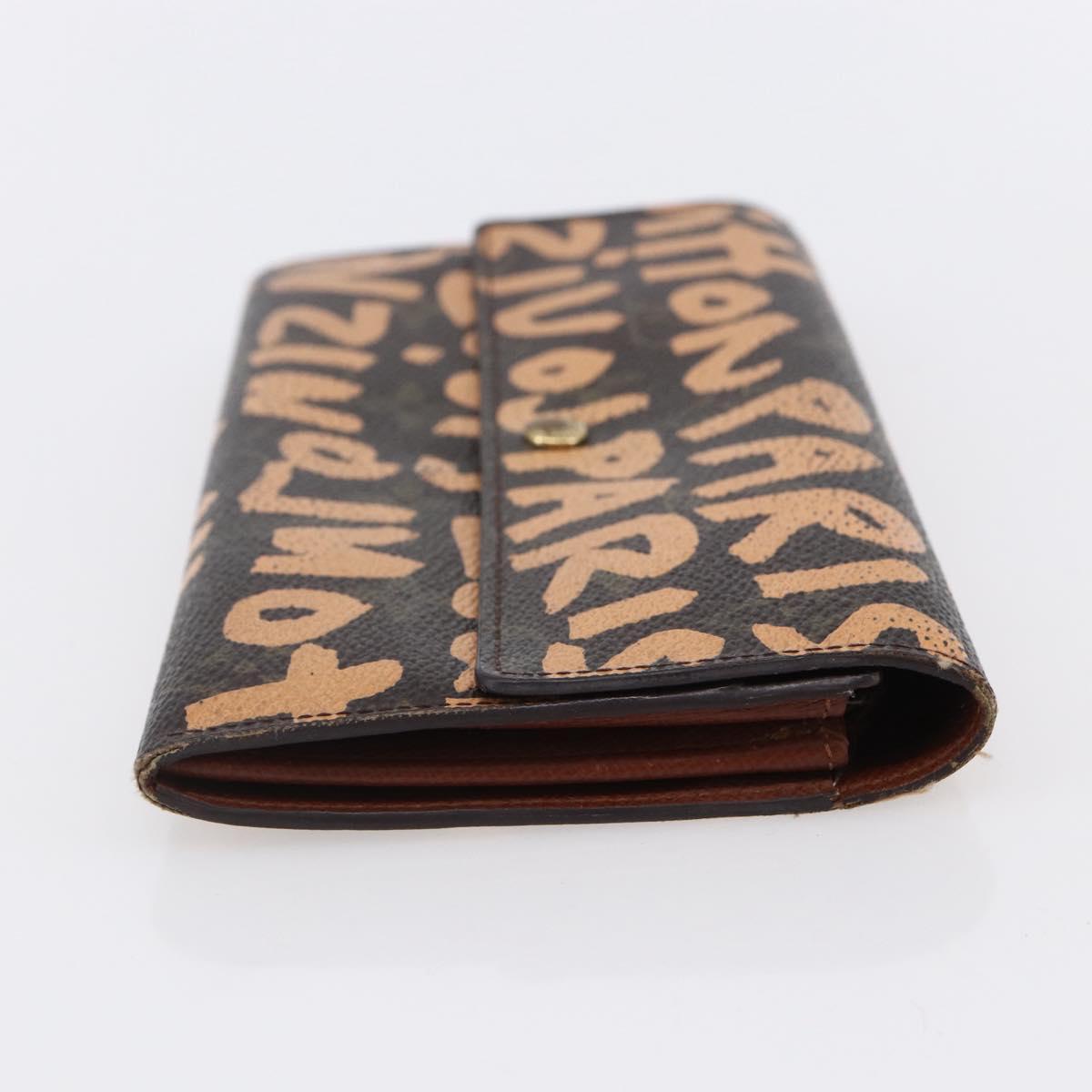 LOUIS VUITTON Graffiti Porte Monnaie Credit Wallet Orange M92190 LV Auth 154175