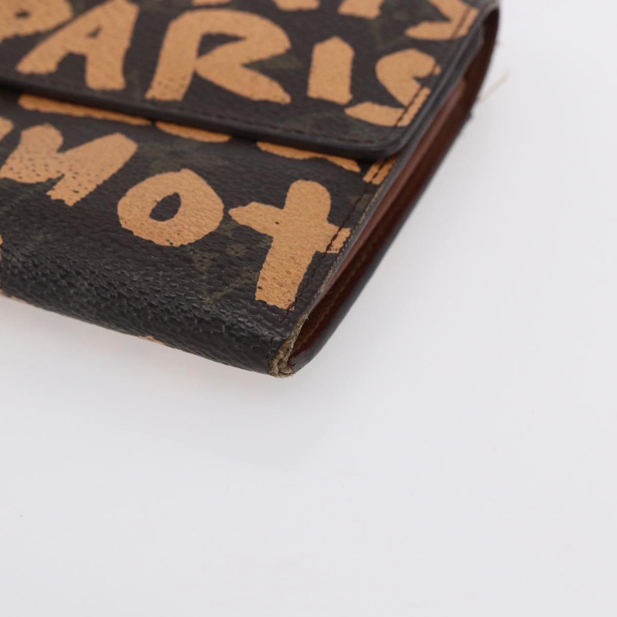 LOUIS VUITTON Graffiti Porte Monnaie Credit Wallet Orange M92190 LV Auth 154175