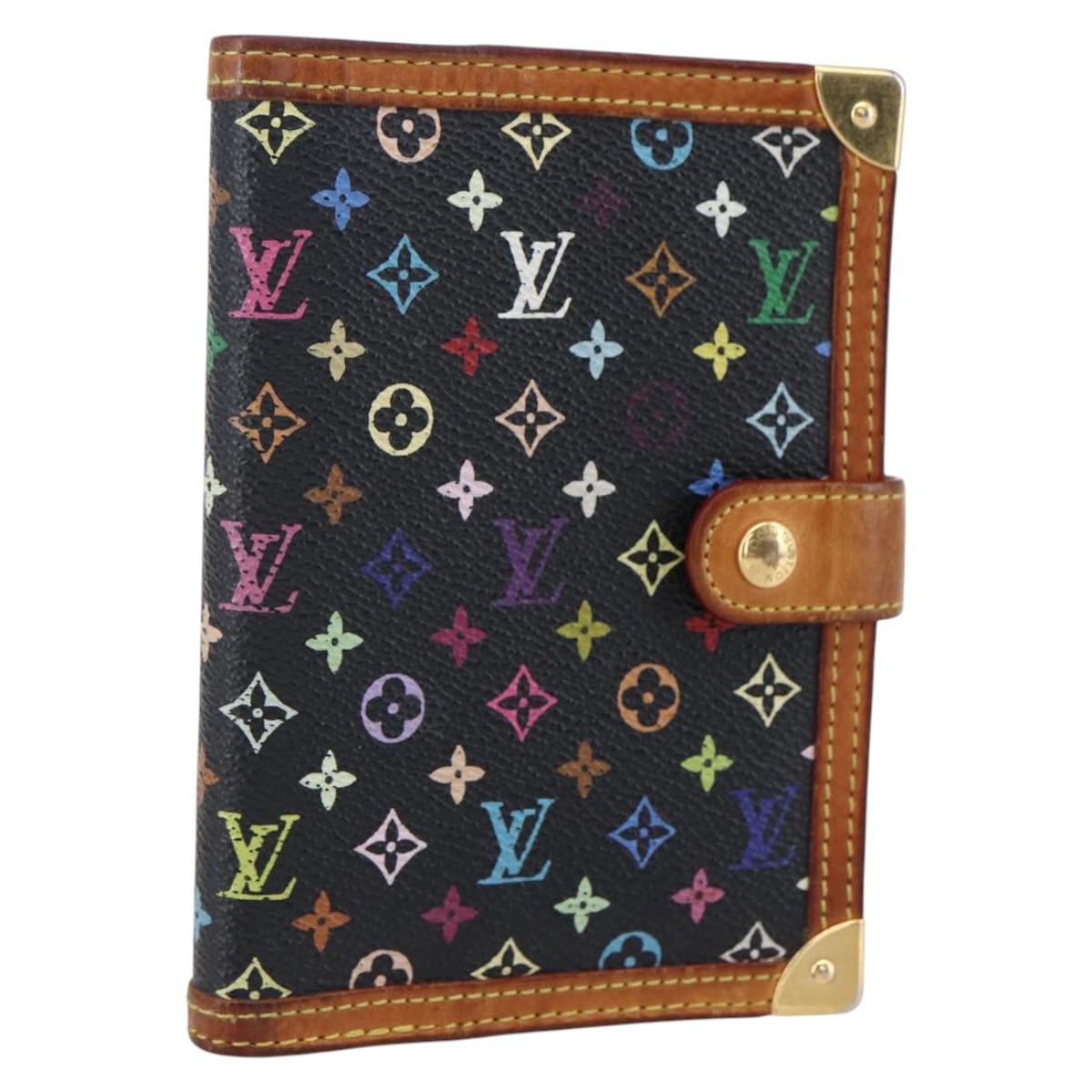 LOUIS VUITTON Multicolor Agenda PM Day Planner Cover Black R20895 LV Auth 154177