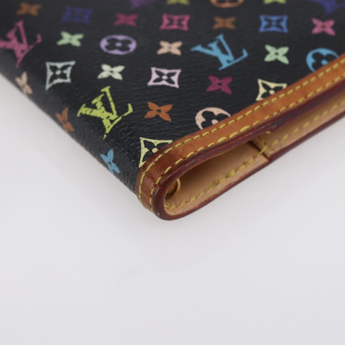LOUIS VUITTON Multicolor Agenda PM Day Planner Cover Black R20895 LV Auth 154177