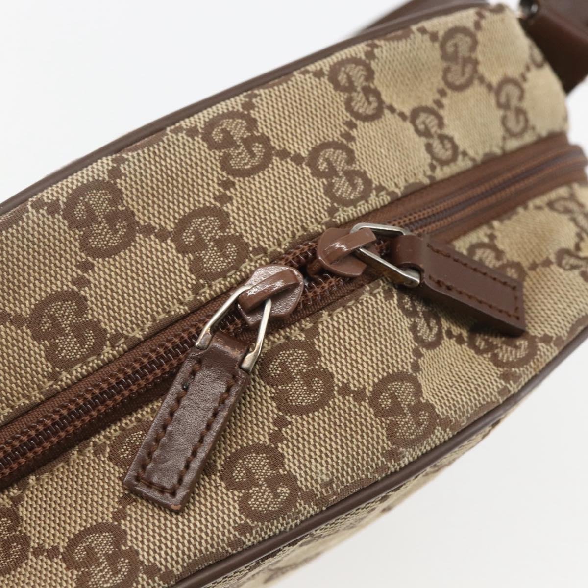 GUCCI GG Canvas Shoulder Bag Beige Silver 018 1612 Auth 154191