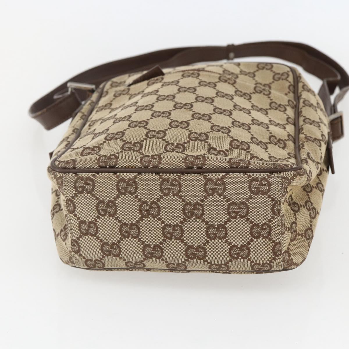 GUCCI GG Canvas Shoulder Bag Beige Silver 018 1612 Auth 154191