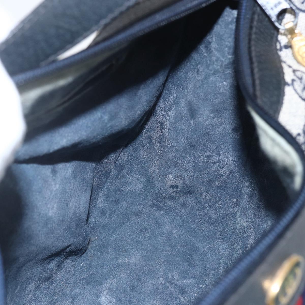 GUCCI GG Supreme Sherry Line Shoulder Bag PVC Navy Gold 10 12 3840 Auth 154192