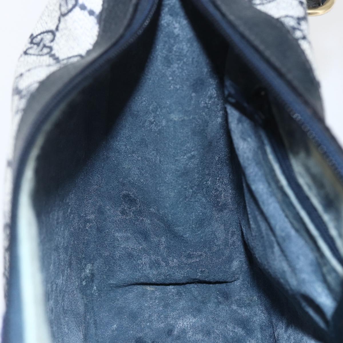 GUCCI GG Supreme Sherry Line Shoulder Bag PVC Navy Gold 10 12 3840 Auth 154192