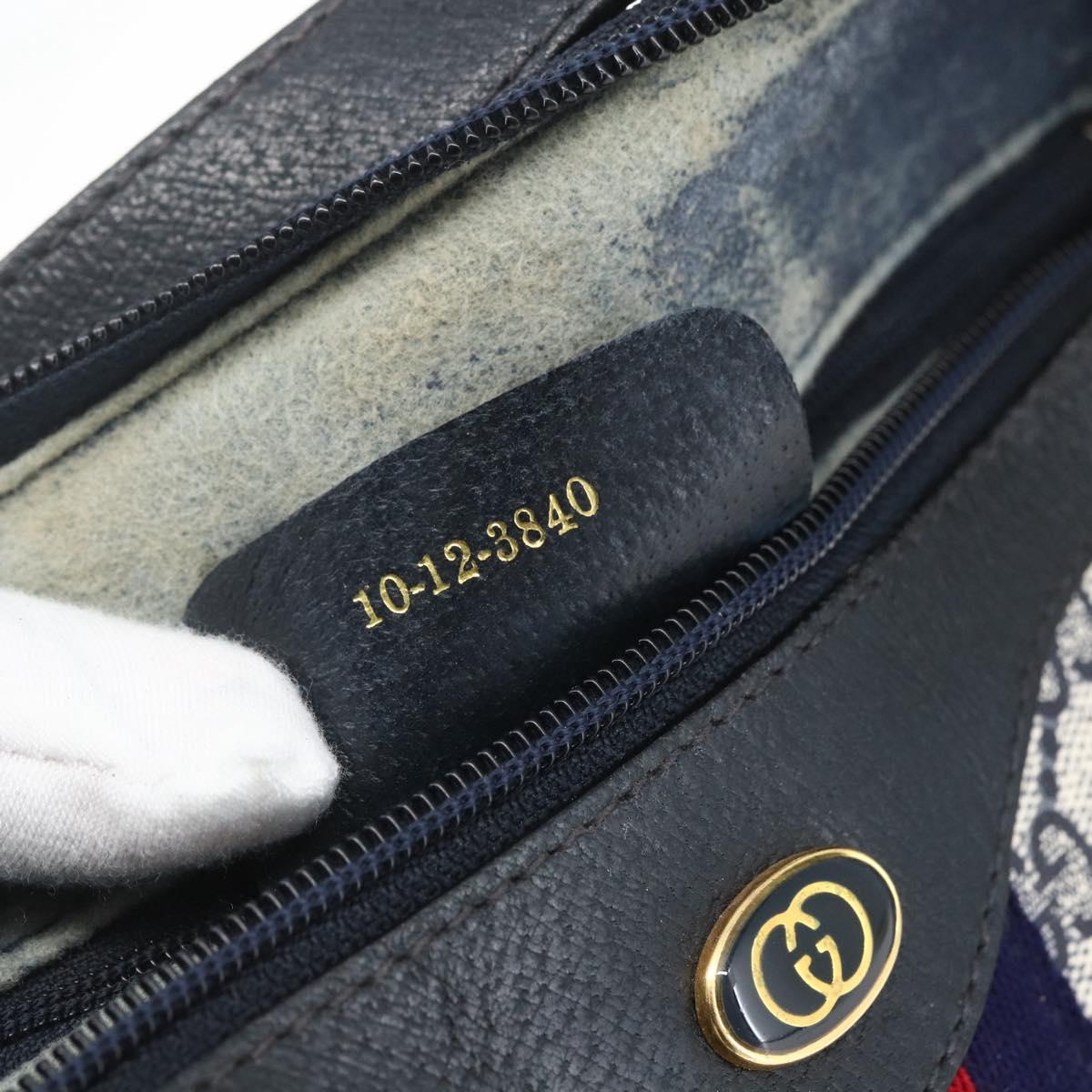 GUCCI GG Supreme Sherry Line Shoulder Bag PVC Navy Gold 10 12 3840 Auth 154192