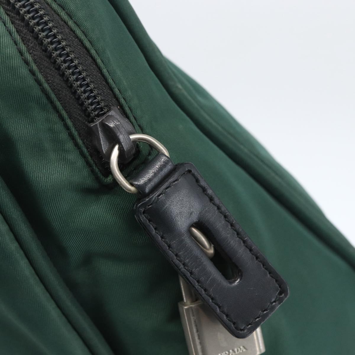 PRADA Hand Bag Nylon Green Silver Auth 154193