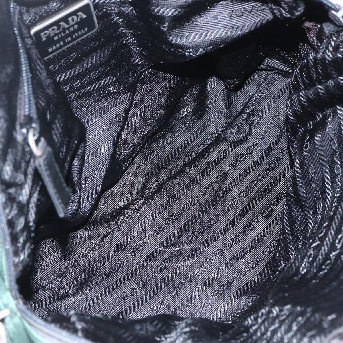 PRADA Hand Bag Nylon Green Silver Auth 154193