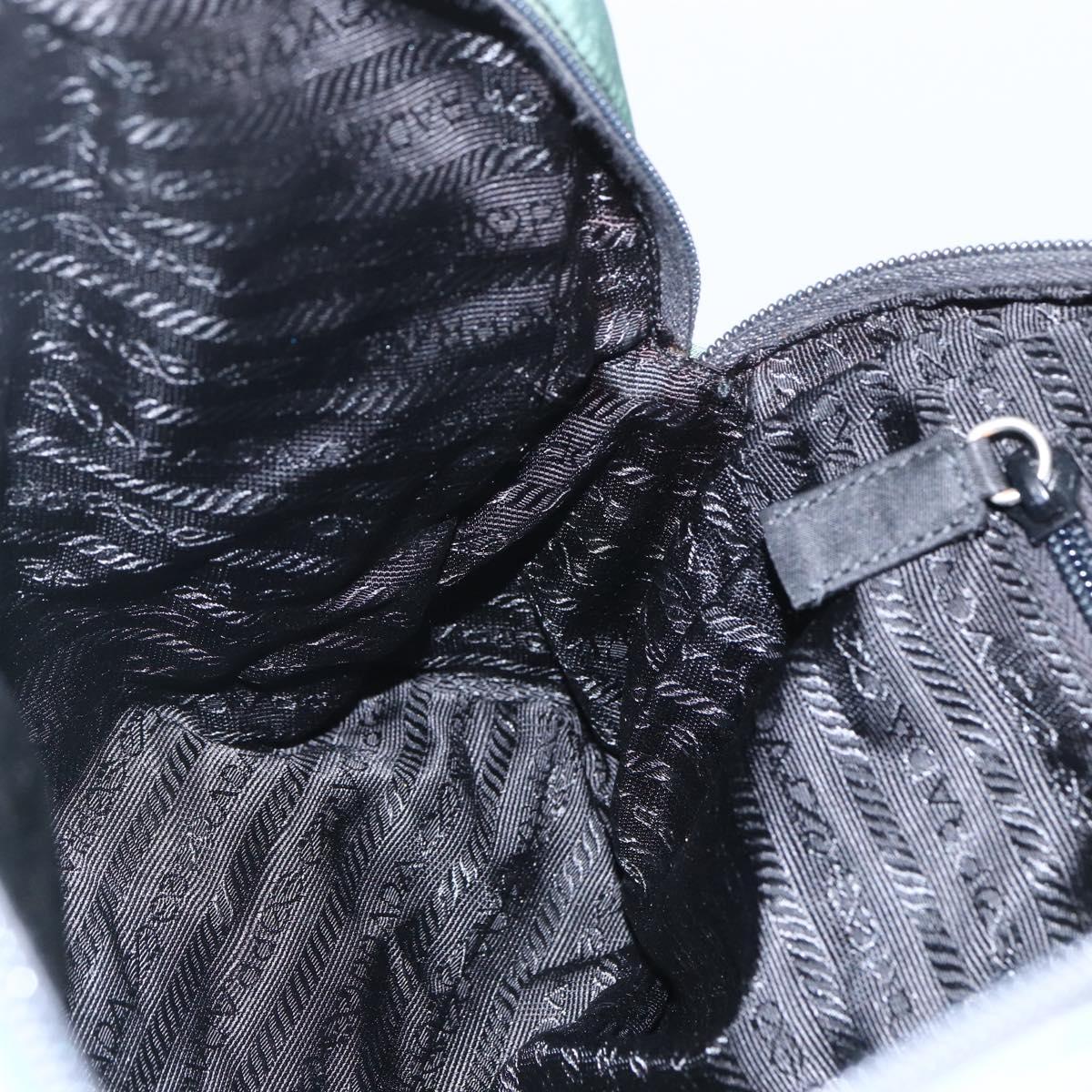 PRADA Hand Bag Nylon Green Silver Auth 154193