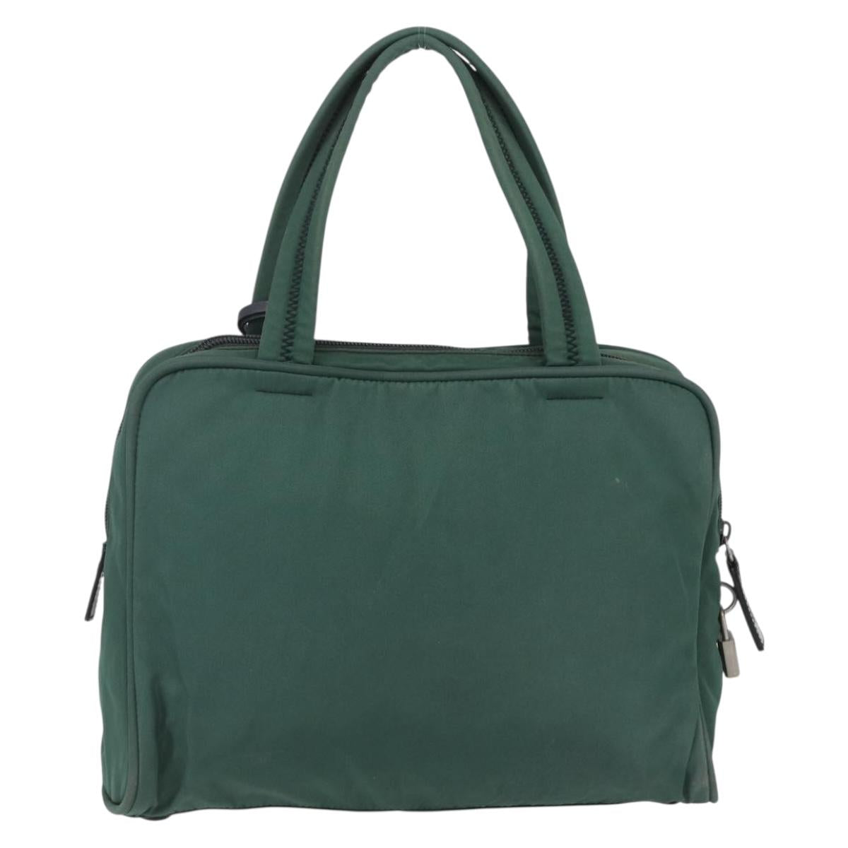 PRADA Hand Bag Nylon Green Silver Auth 154193
