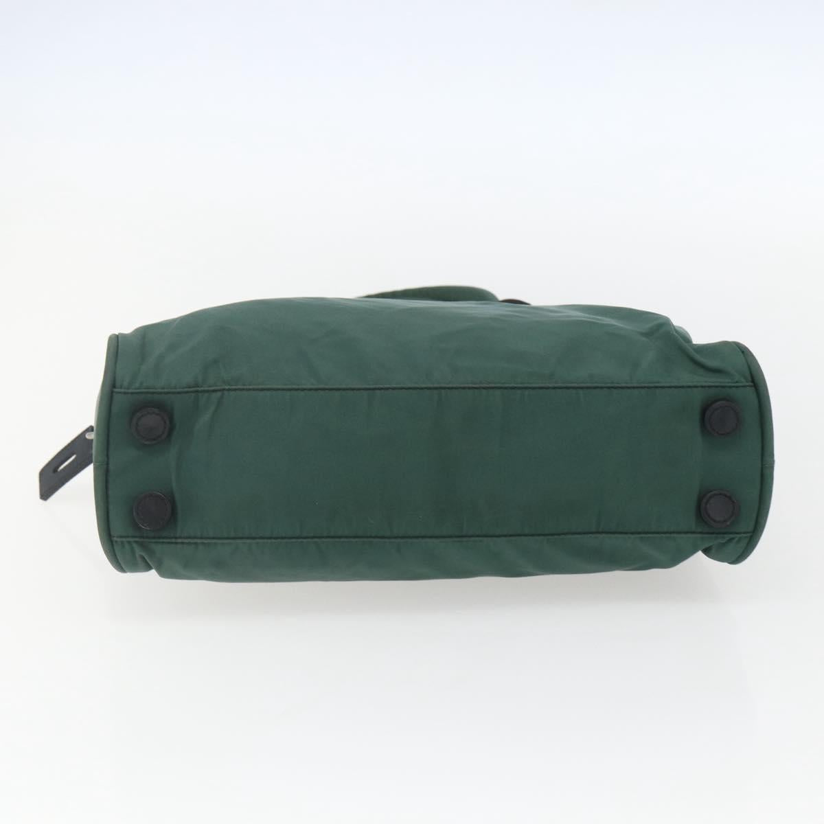 PRADA Hand Bag Nylon Green Silver Auth 154193