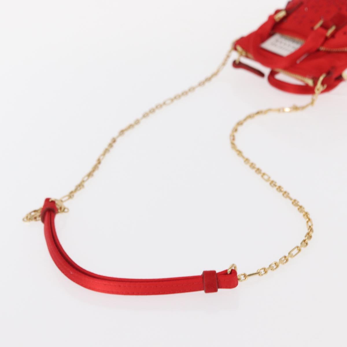Maison Margiela 5AC Shoulder Bag Satin Red Gold Auth 154203M