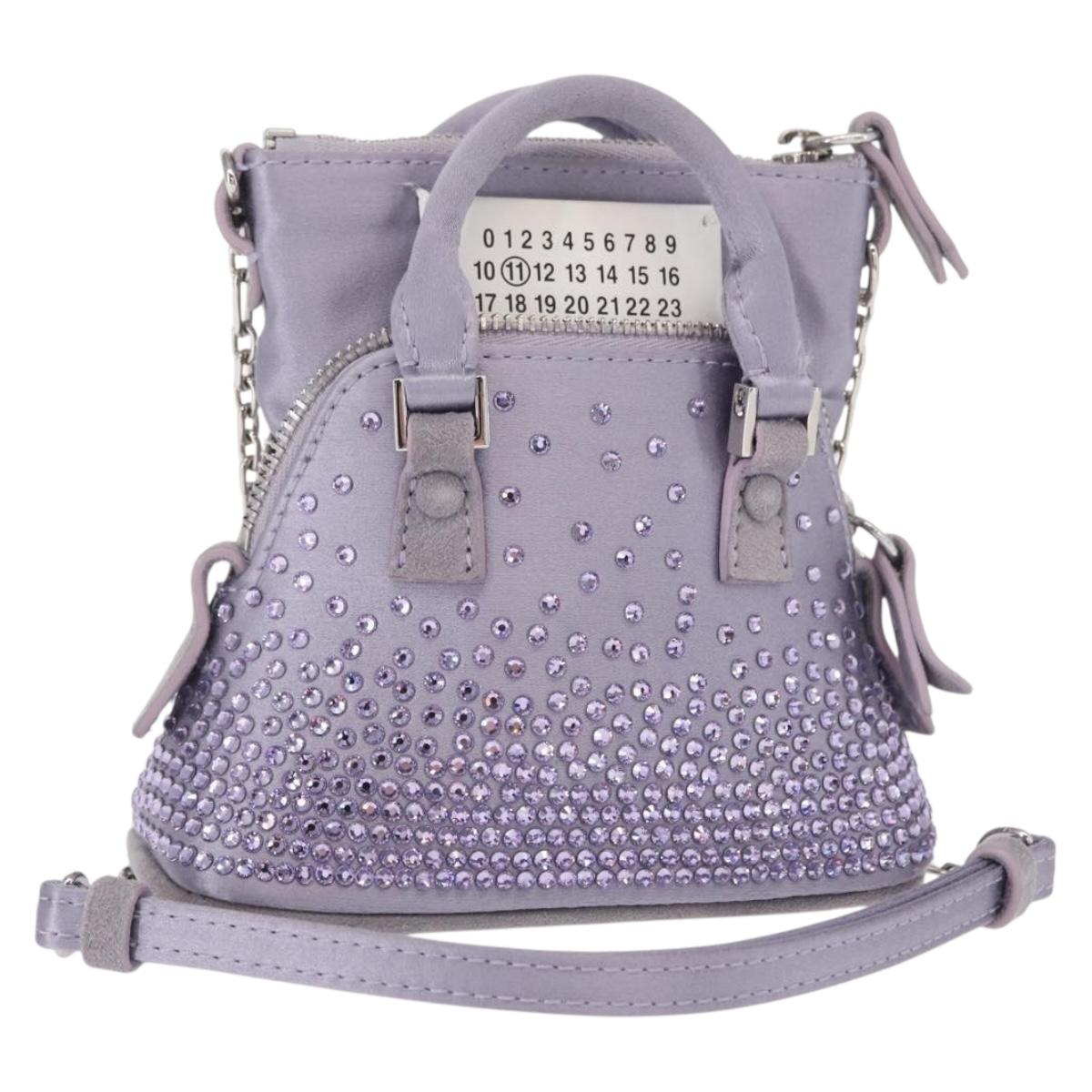 Maison Margiela 5AC Shoulder Bag Satin Purple Silver Auth 154204M