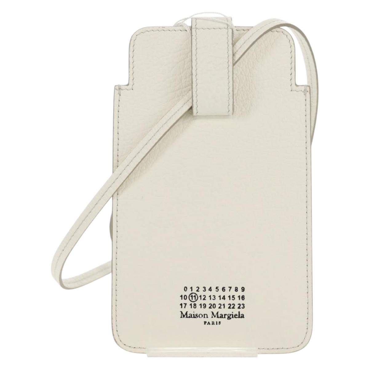 Maison Margiela Smart phone Shoulder Pouch White Silver Auth 154208M