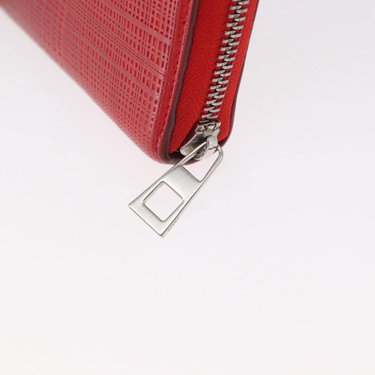 LOEWE Long Wallet Leather Red Silver Auth 154215