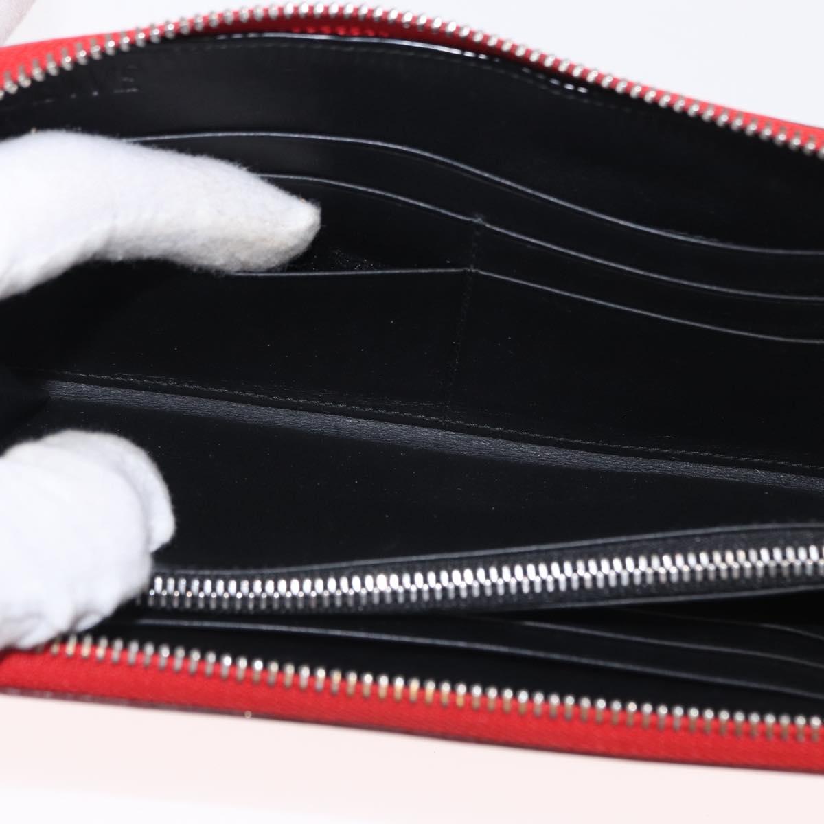 LOEWE Long Wallet Leather Red Silver Auth 154215
