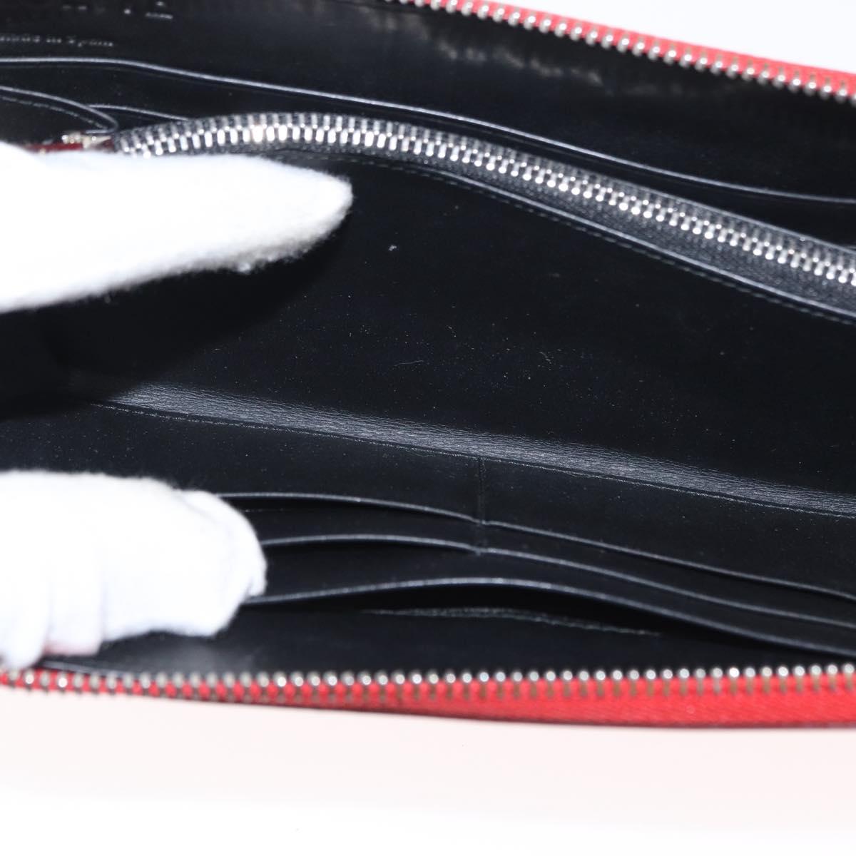 LOEWE Long Wallet Leather Red Silver Auth 154215