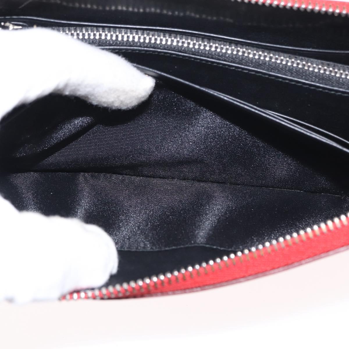 LOEWE Long Wallet Leather Red Silver Auth 154215