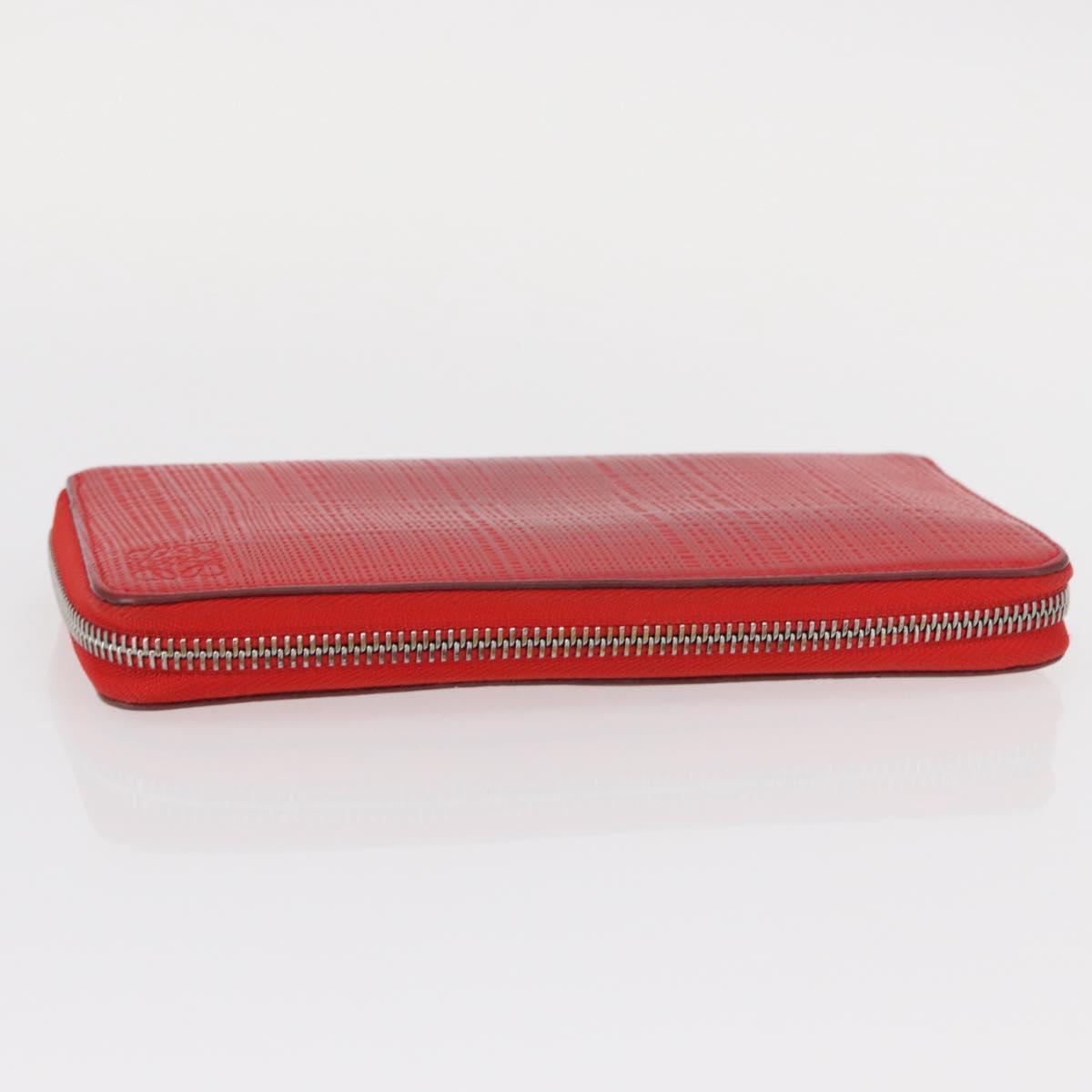 LOEWE Long Wallet Leather Red Silver Auth 154215