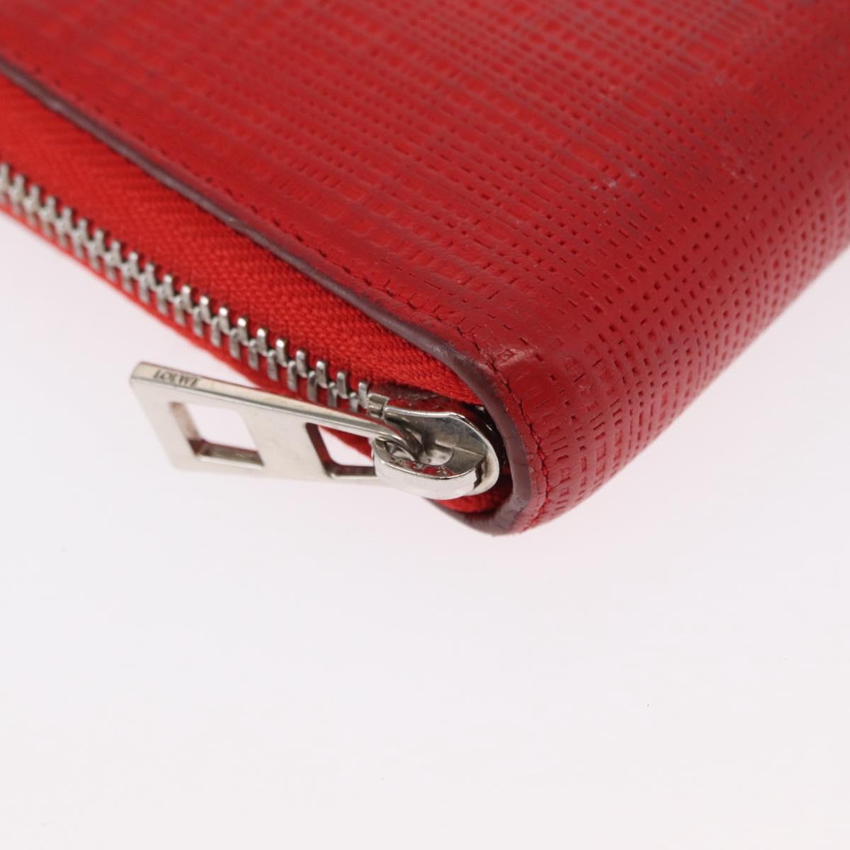 LOEWE Long Wallet Leather Red Silver Auth 154215