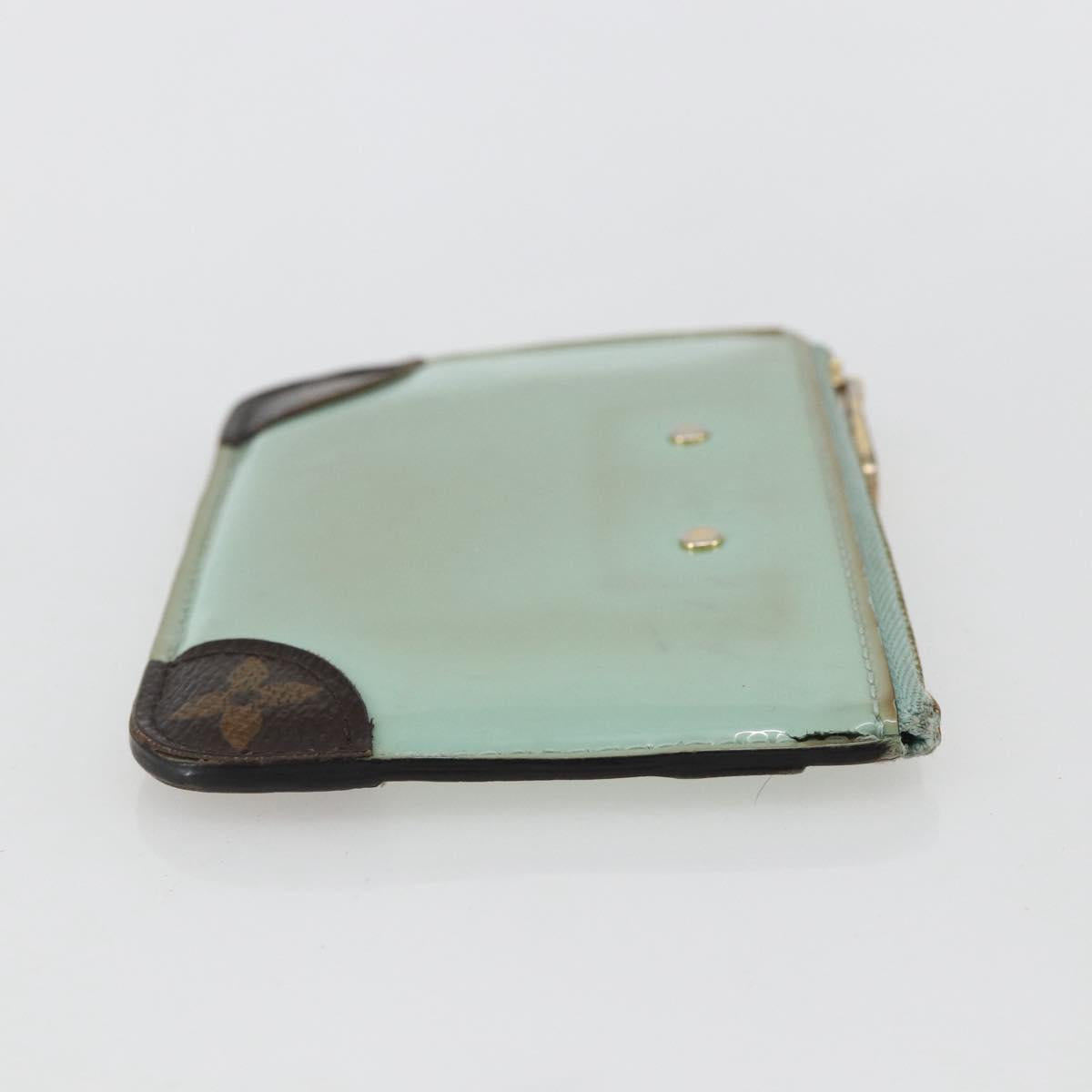 LOUIS VUITTON Vernis Miroir Pochette Cles Purse Mint Green M63854 LV Auth 154221