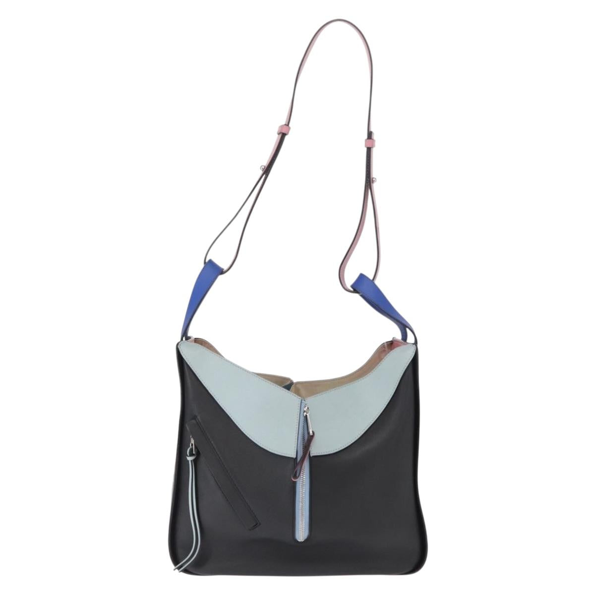 LOEWE Hammock Bag Leather Loewe x Paula's Ibiza Black Silver Auth 154224SM