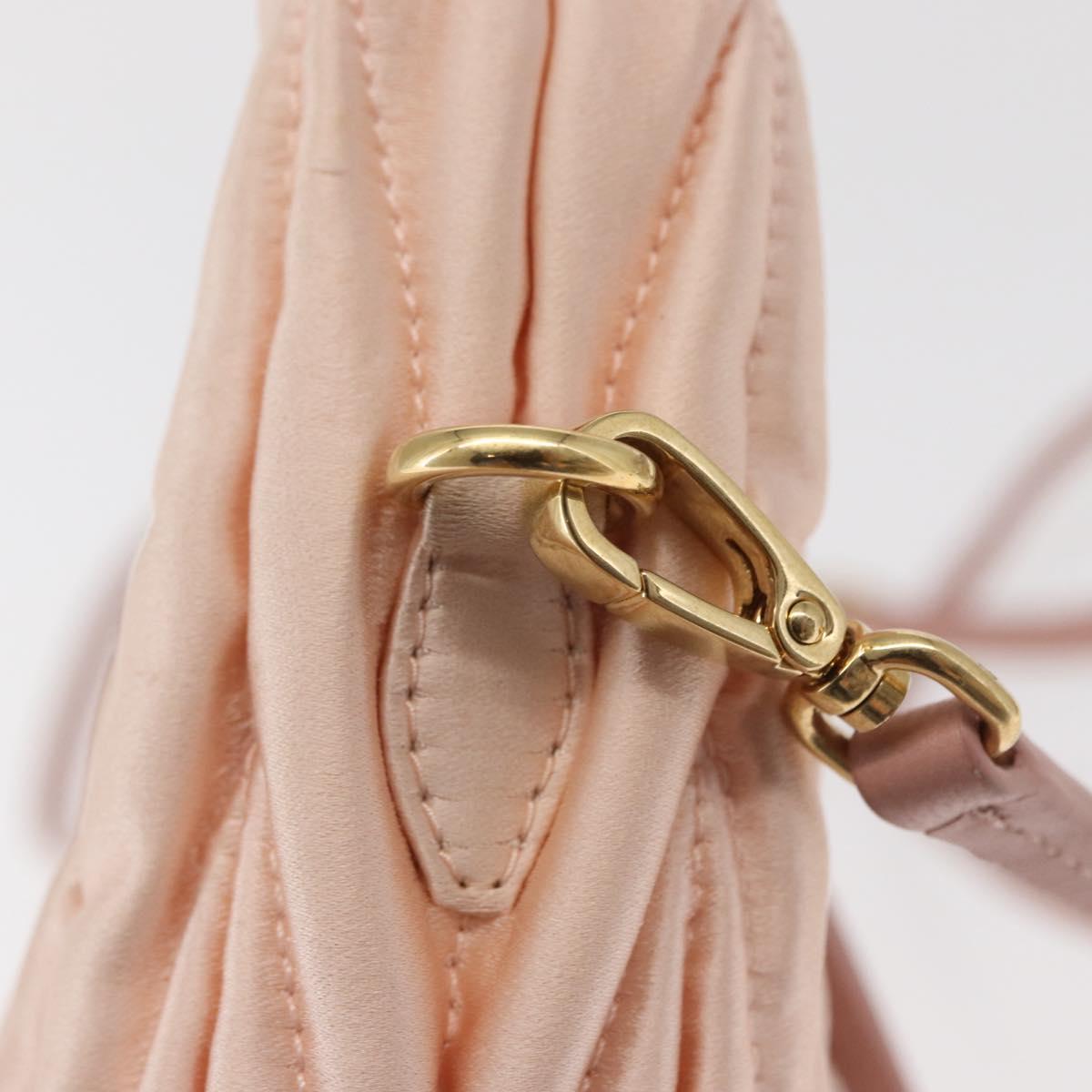 Miu Miu Matelasse Wonder Hand Bag Satin Pink Gold 5BC125 Auth 154226SM
