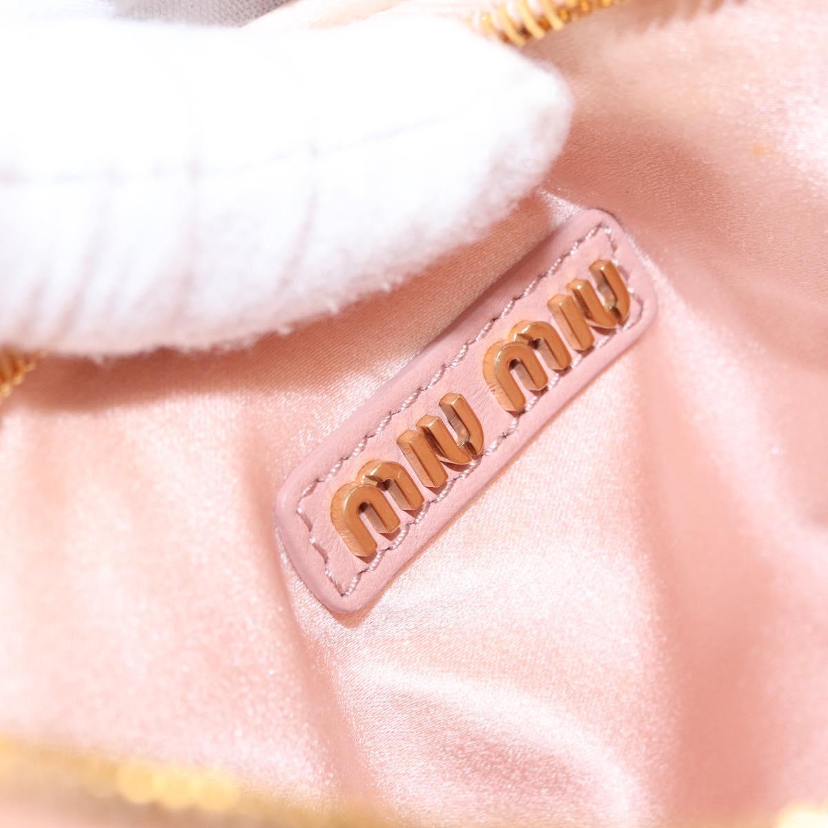 Miu Miu Matelasse Wonder Hand Bag Satin Pink Gold 5BC125 Auth 154226SM