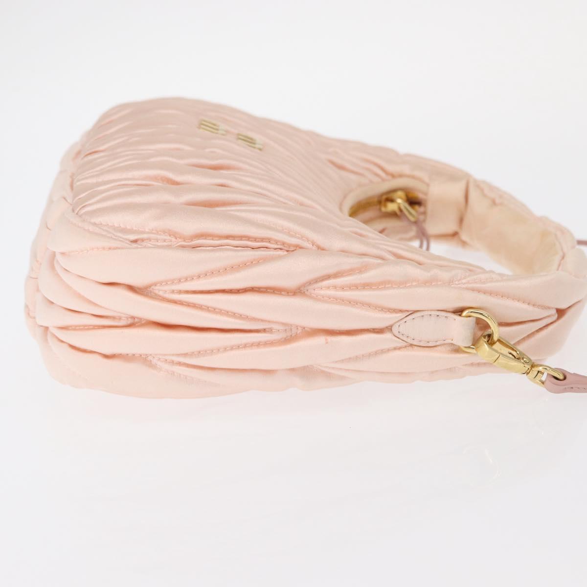 Miu Miu Matelasse Wonder Hand Bag Satin Pink Gold 5BC125 Auth 154226SM