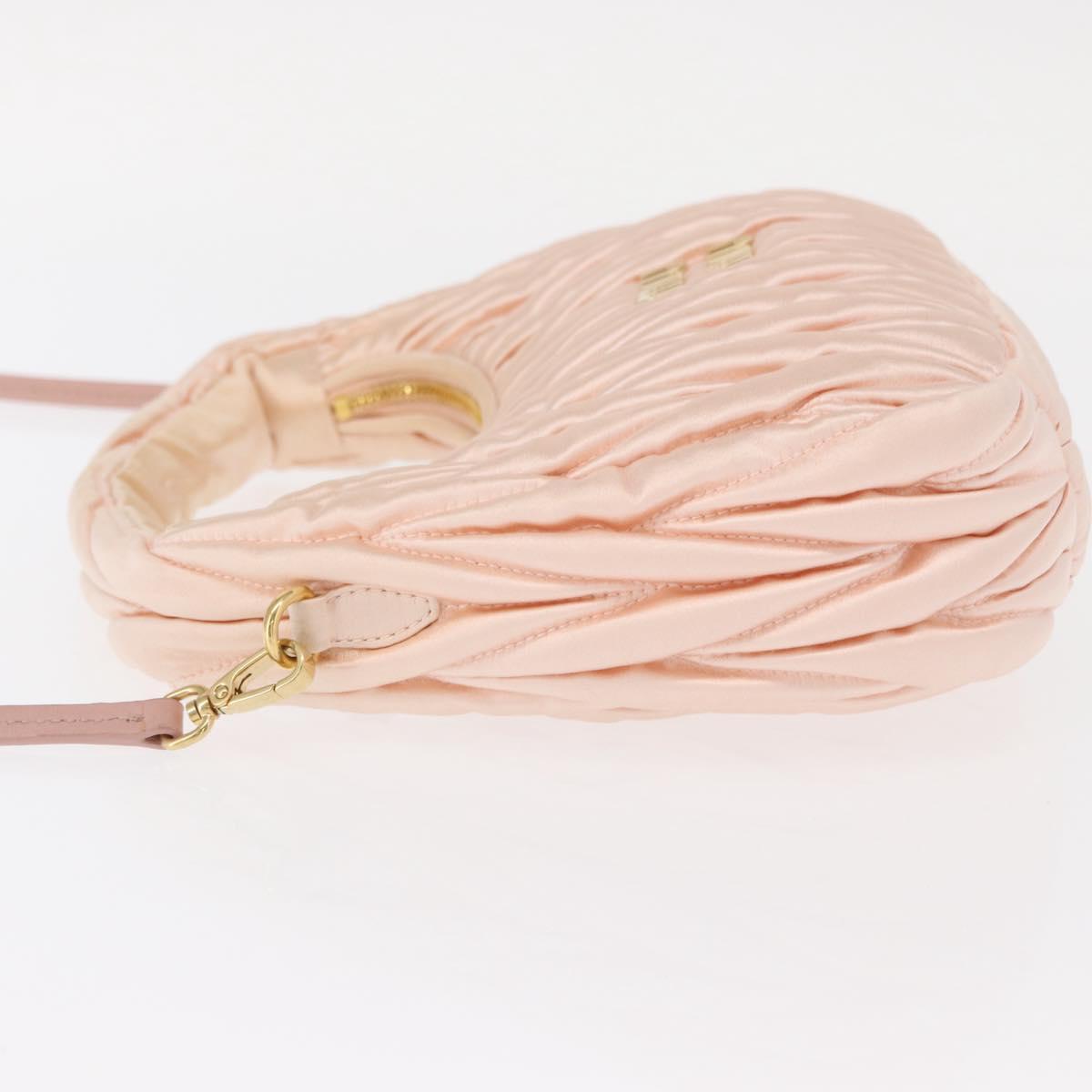Miu Miu Matelasse Wonder Hand Bag Satin Pink Gold 5BC125 Auth 154226SM