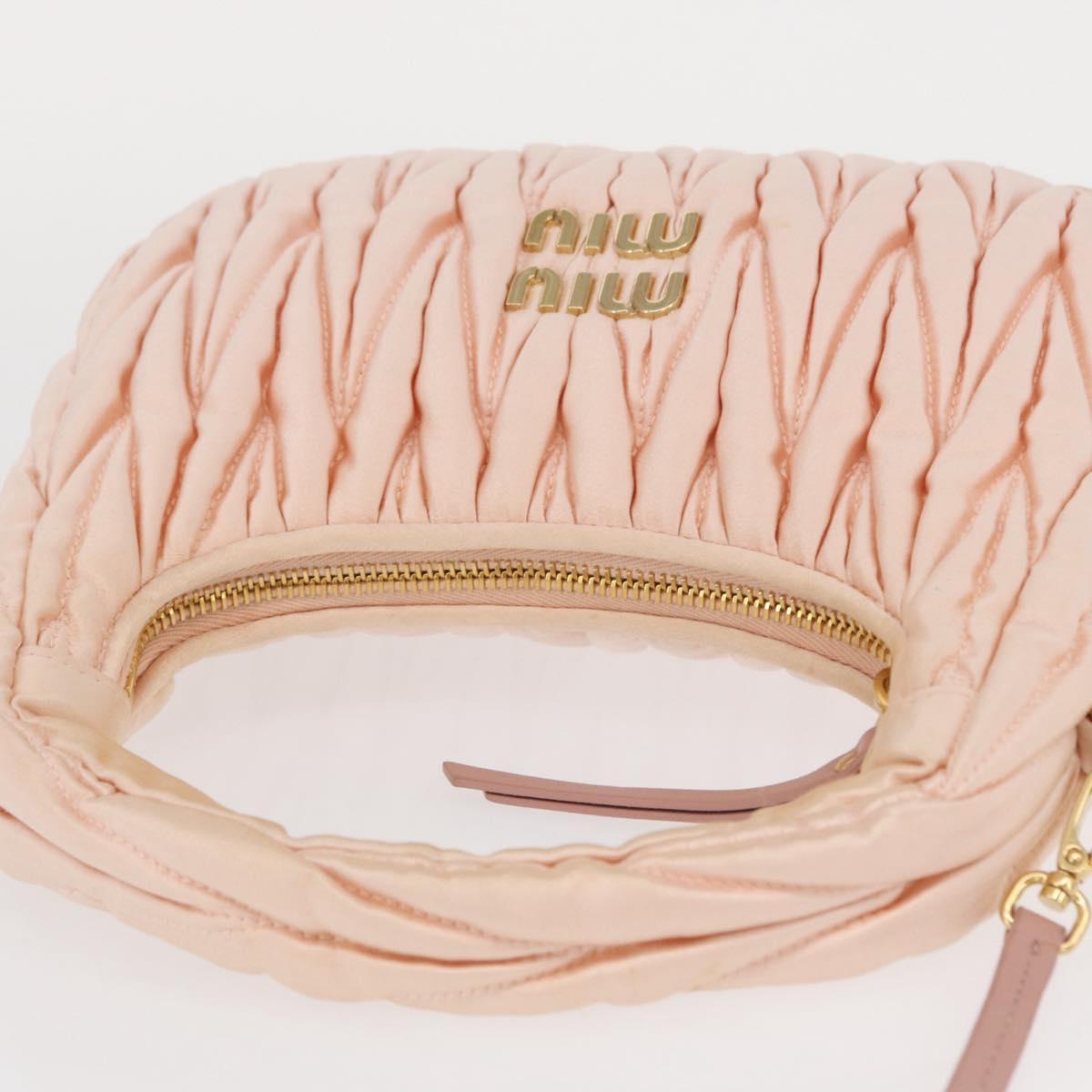 Miu Miu Matelasse Wonder Hand Bag Satin Pink Gold 5BC125 Auth 154226SM