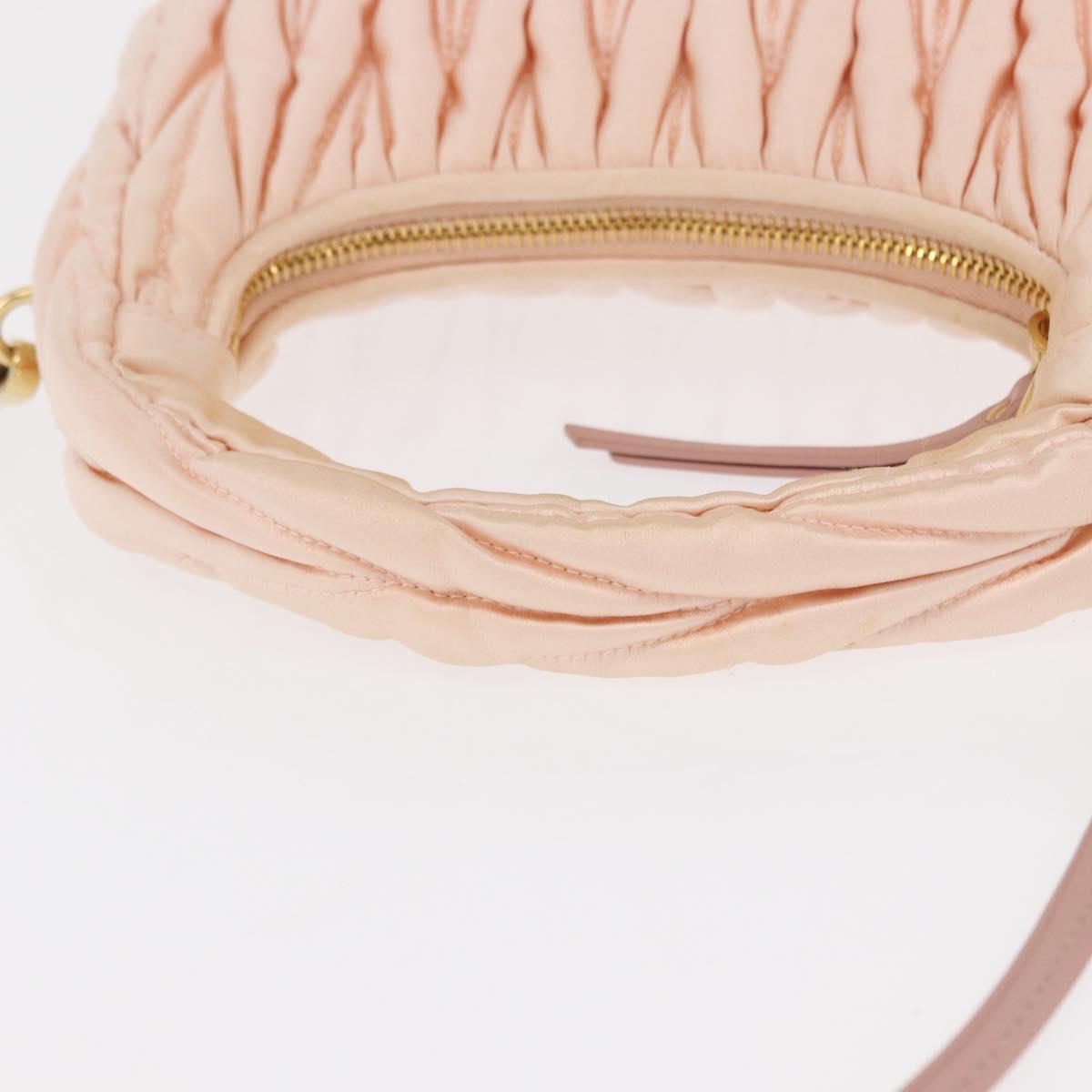 Miu Miu Matelasse Wonder Hand Bag Satin Pink Gold 5BC125 Auth 154226SM