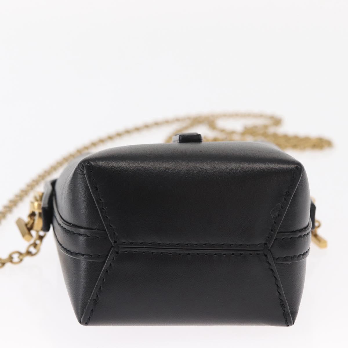 SAINT LAURENT Micro Hand Bag Leather Black Gold Auth 154229SM