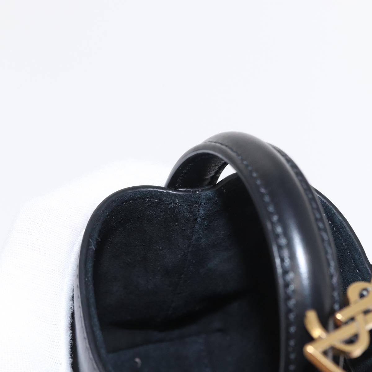 SAINT LAURENT Micro Hand Bag Leather Black Gold Auth 154229SM