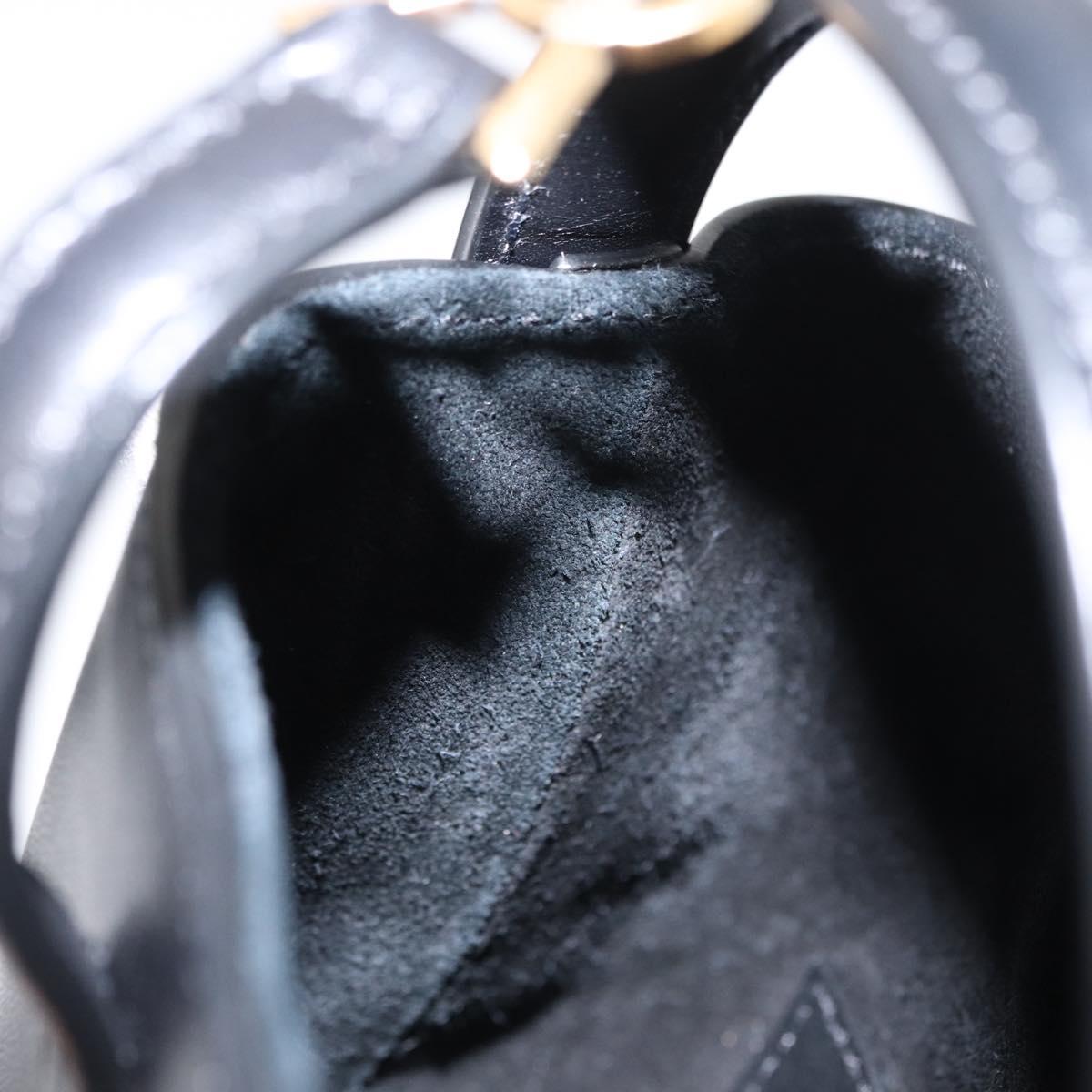 SAINT LAURENT Micro Hand Bag Leather Black Gold Auth 154229SM