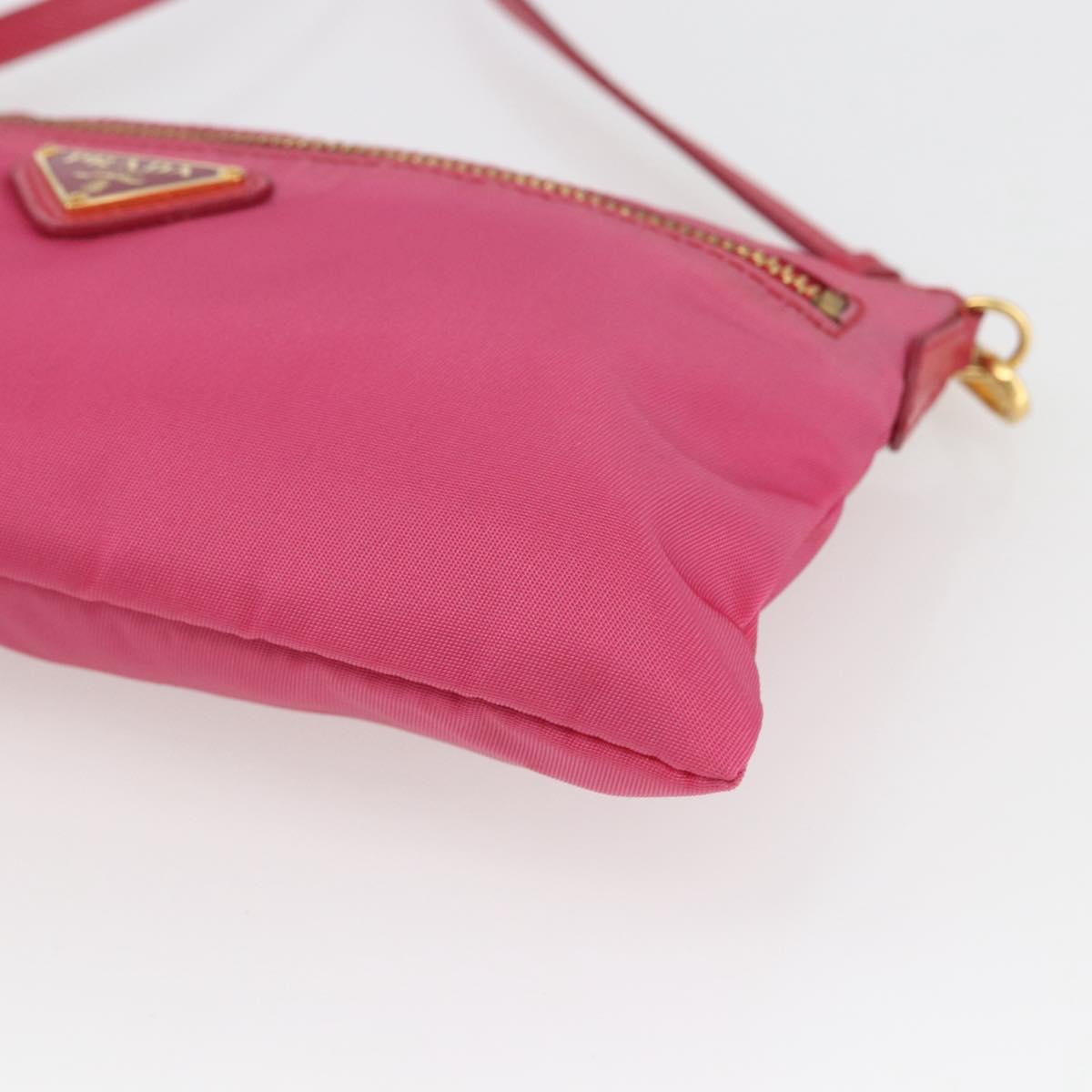 PRADA Shoulder Bag Nylon Pink Gold Auth 154238
