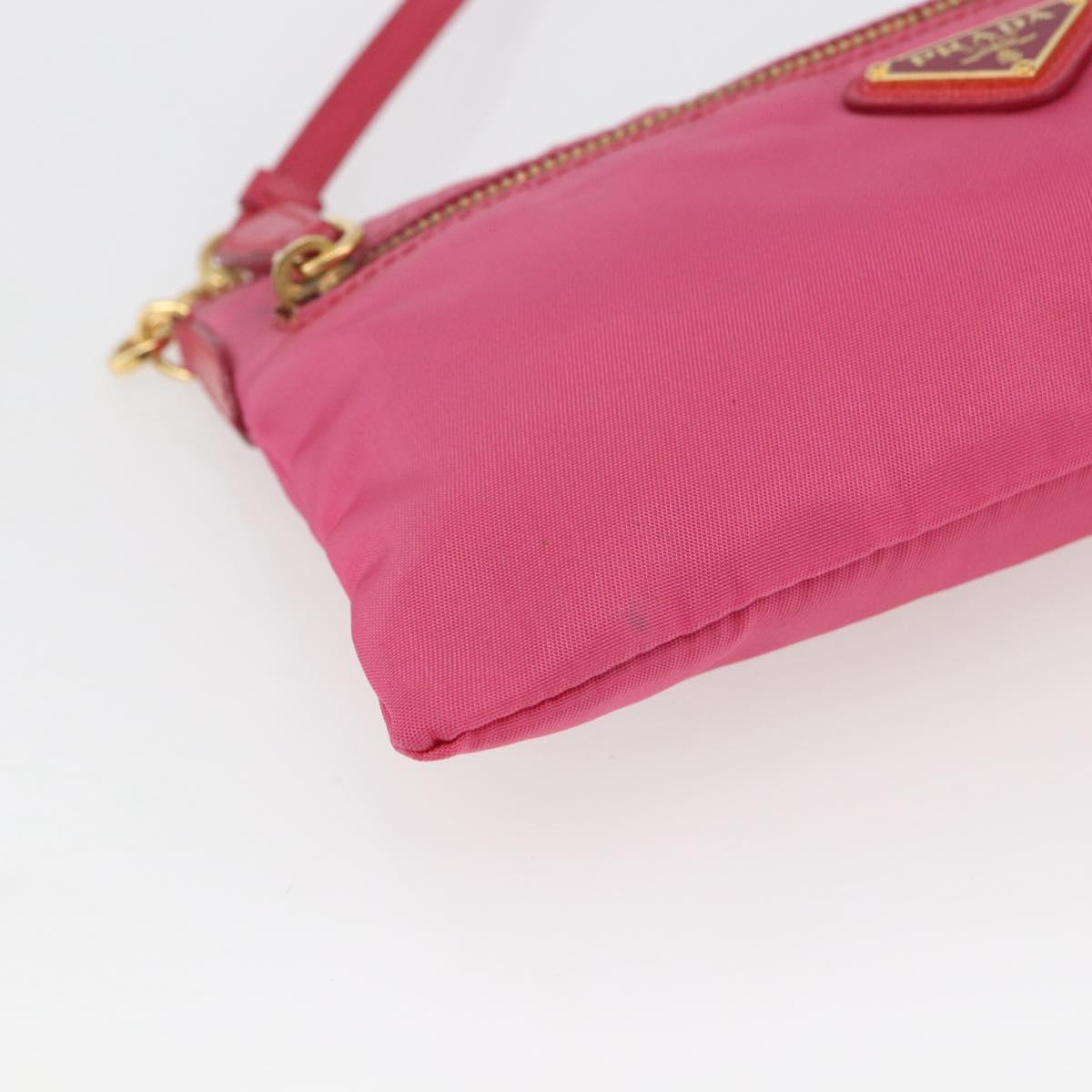 PRADA Shoulder Bag Nylon Pink Gold Auth 154238