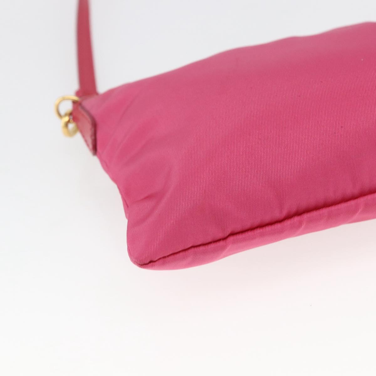 PRADA Shoulder Bag Nylon Pink Gold Auth 154238