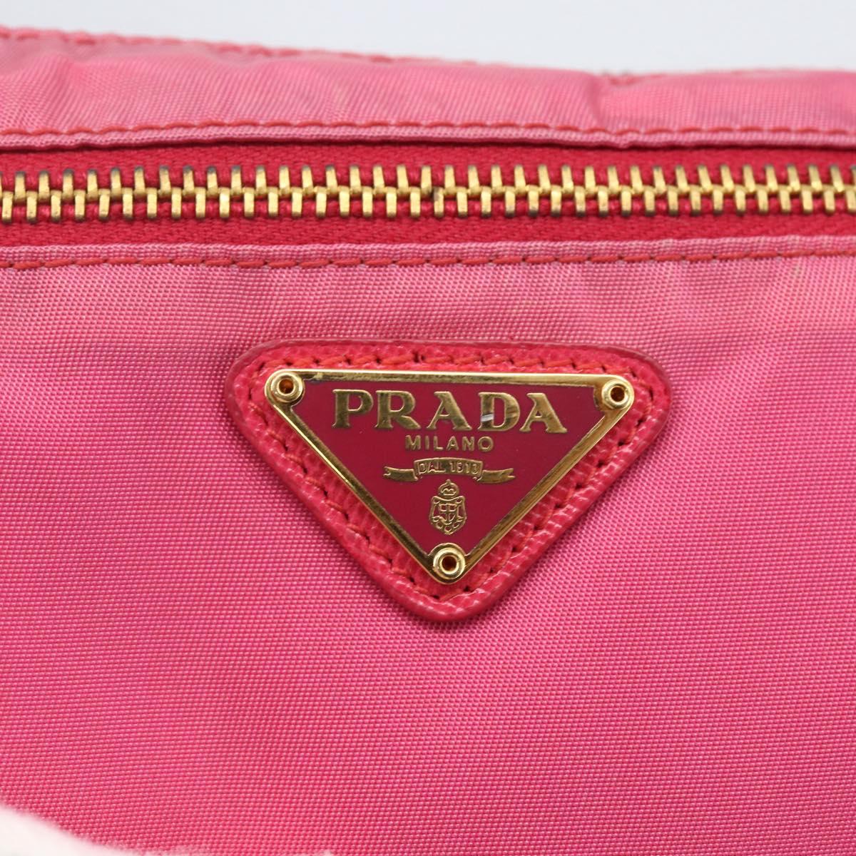 PRADA Shoulder Bag Nylon Pink Gold Auth 154238