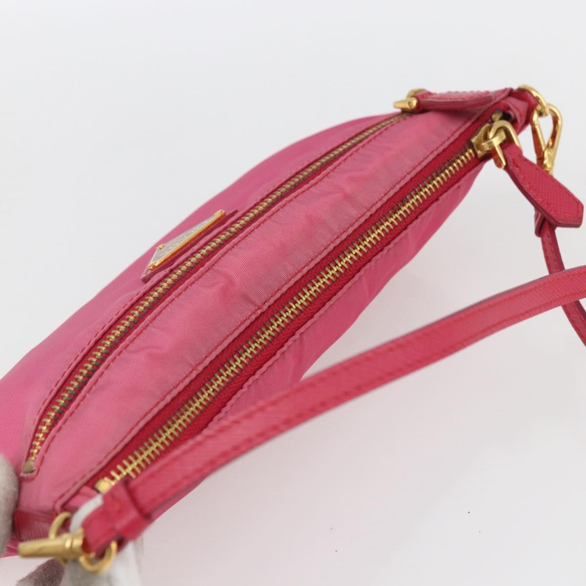 PRADA Shoulder Bag Nylon Pink Gold Auth 154238