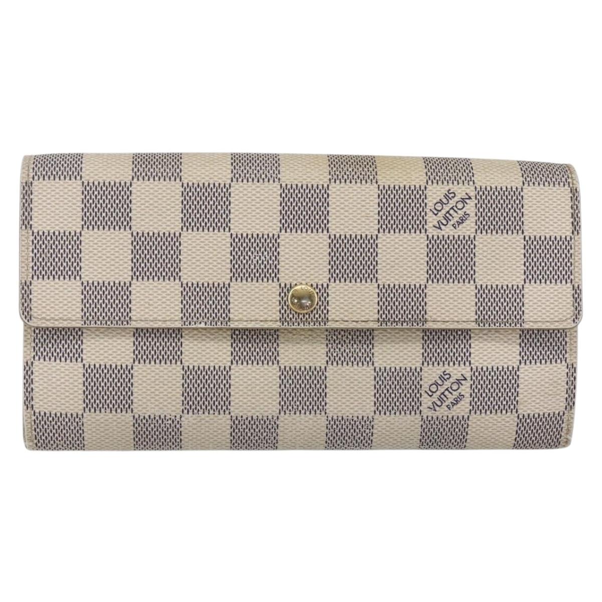 LOUIS VUITTON Damier Azur Portefeuille Sarah Long Wallet N61735 LV Auth 154245A