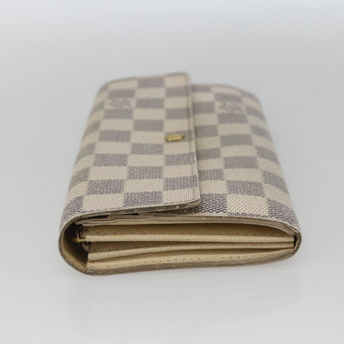 LOUIS VUITTON Damier Azur Portefeuille Sarah Long Wallet N61735 LV Auth 154245A