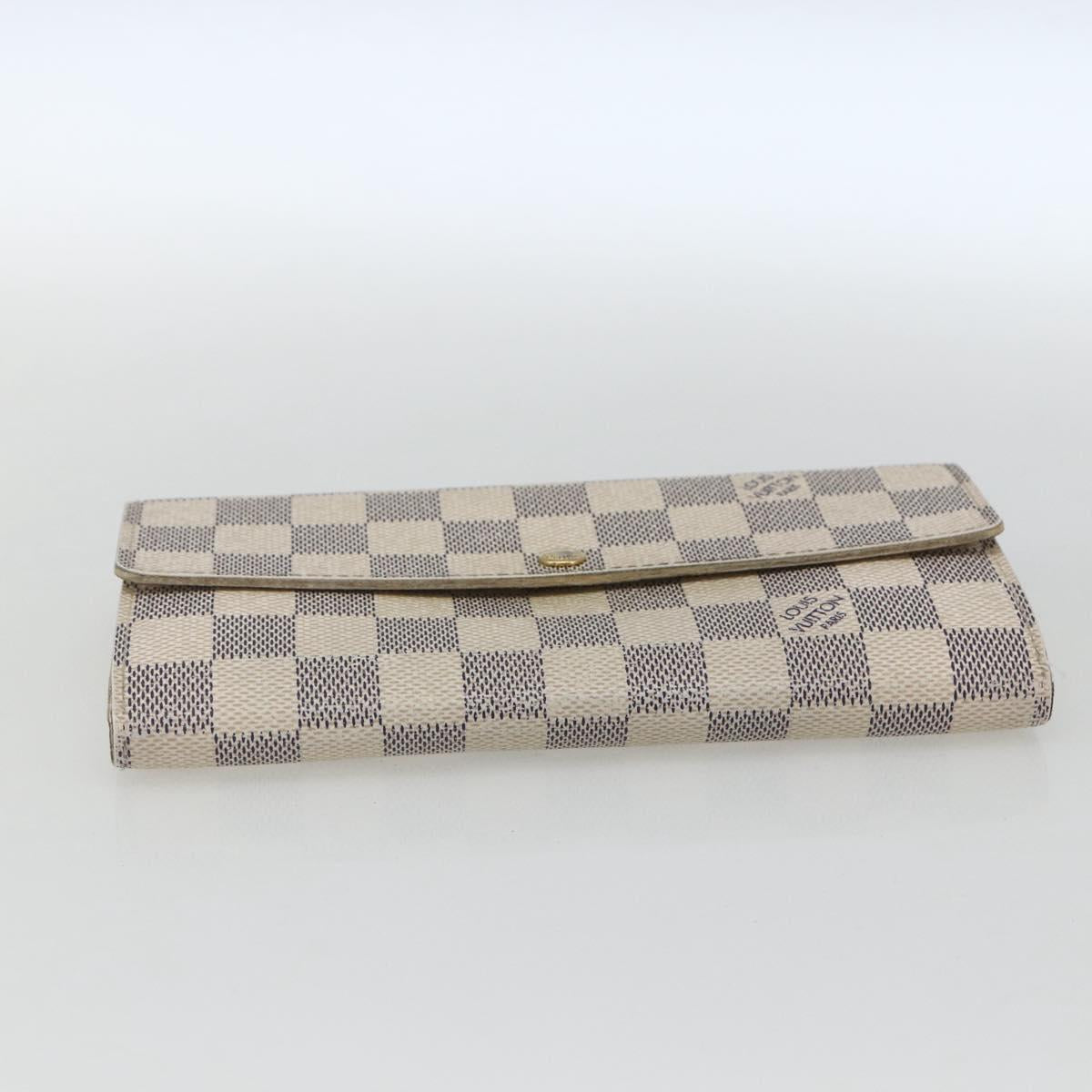 LOUIS VUITTON Damier Azur Portefeuille Sarah Long Wallet N61735 LV Auth 154245A