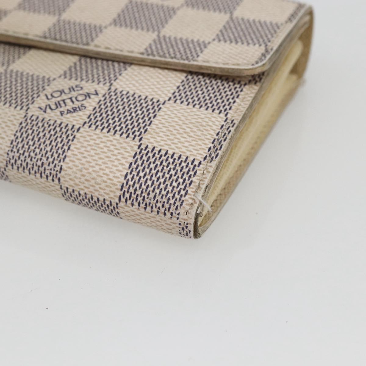 LOUIS VUITTON Damier Azur Portefeuille Sarah Long Wallet N61735 LV Auth 154245A