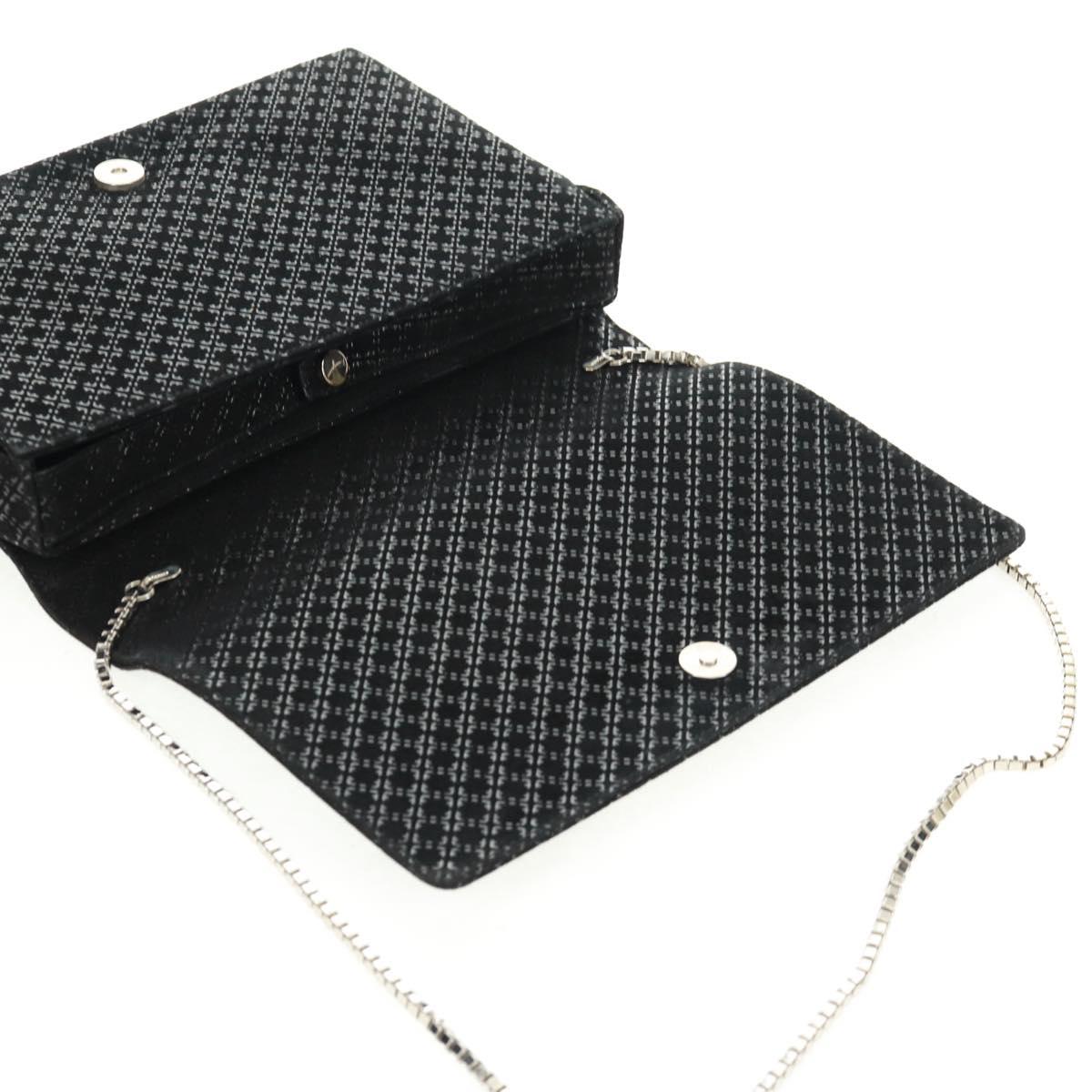 Salvatore Ferragamo Chain Shoulder Bag Suede Black Silver Auth 154248V