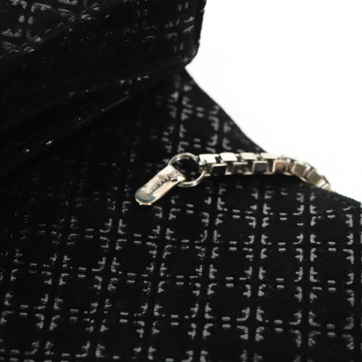 Salvatore Ferragamo Chain Shoulder Bag Suede Black Silver Auth 154248V