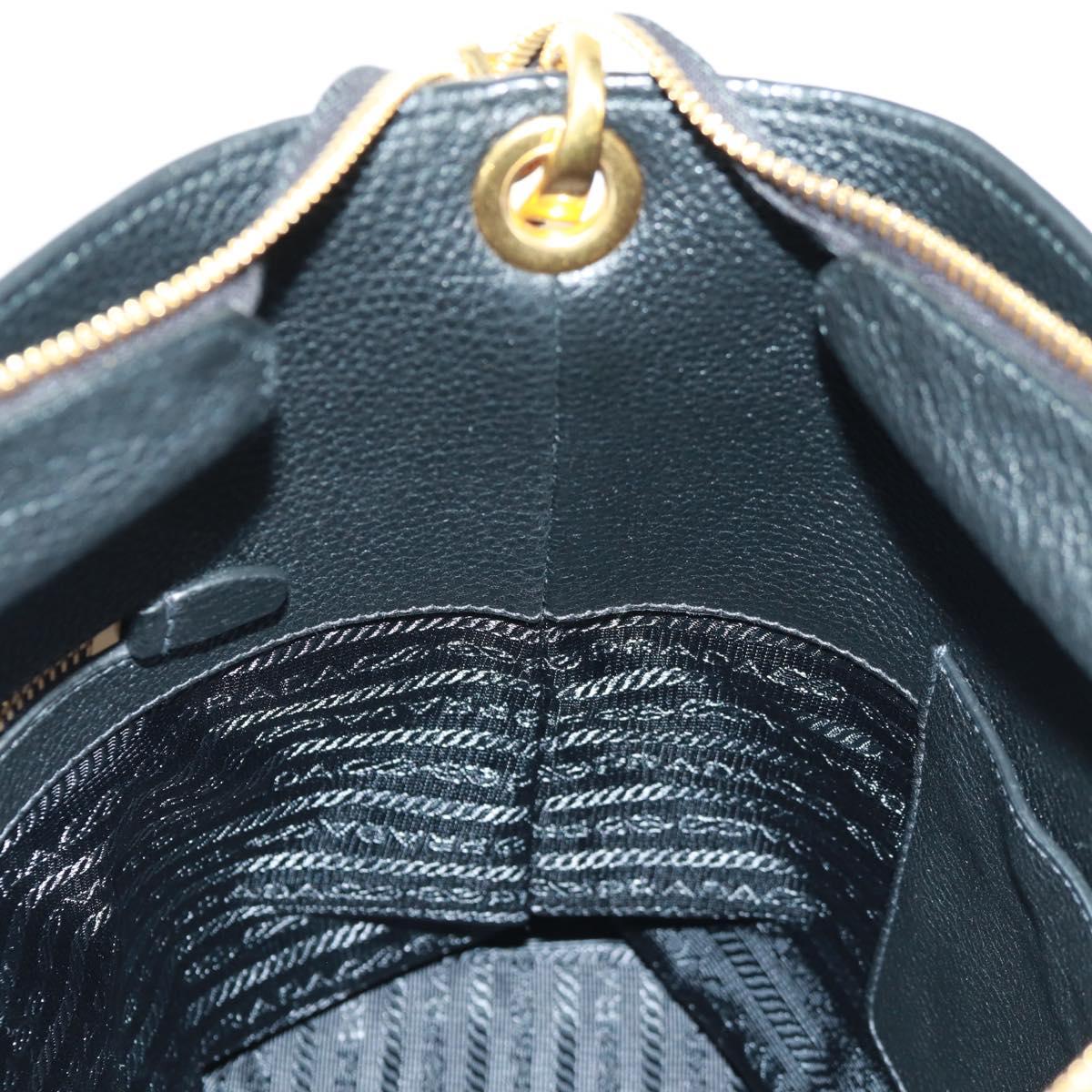 PRADA Shoulder Bag Leather Black Gold Auth 154258SAM