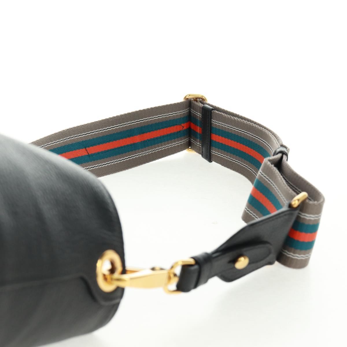 PRADA Shoulder Bag Leather Black Gold Auth 154258SAM